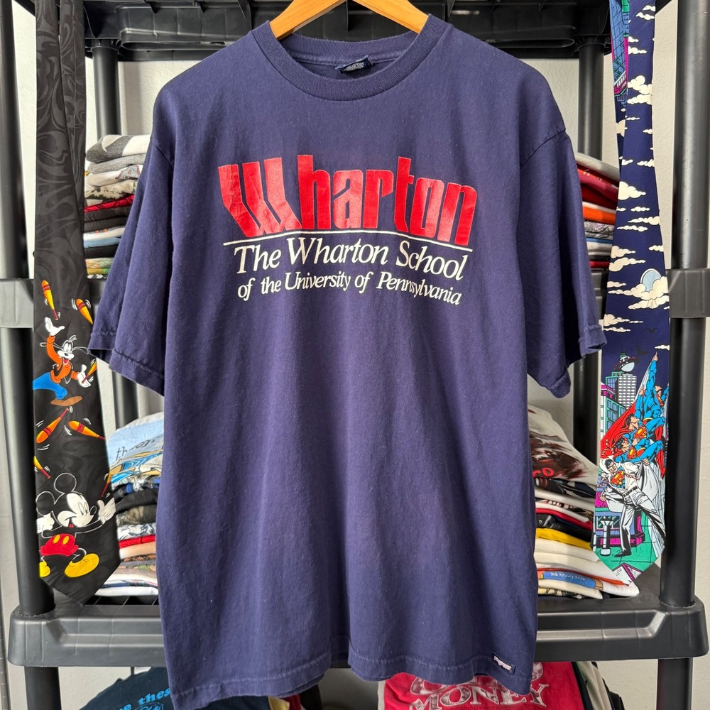 Vintage Navy JanSport Wharton School University Of Pennsylvania T-Shirt XL